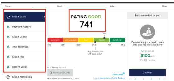 Credit Score Rating Screenshot
