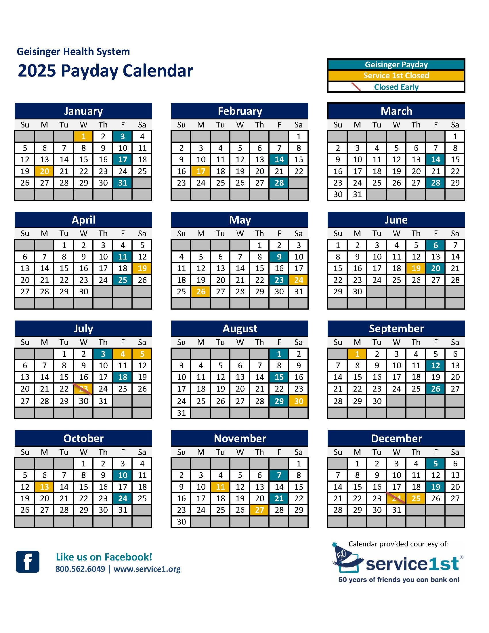 2025 GMC Payday Calendar